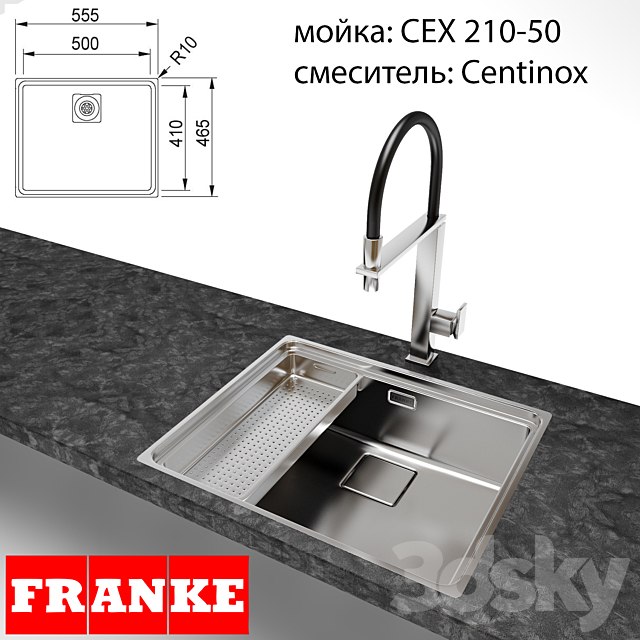 Sink Franke CEX 210-50 3DSMax File - thumbnail 1