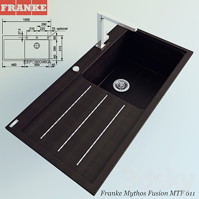 Sink Franke Mythos Fusion MTF 611 3ds Max - thumbnail 1