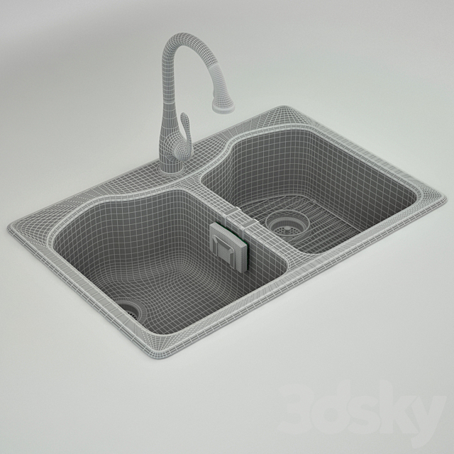 Sink Kohler K-3842-4 mixer Hansgrohe Allegro E Gourmet 3ds Max - thumbnail 2