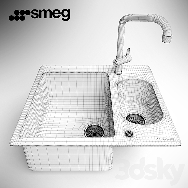 Sink Smeg SRO3416 3DS Max Model - thumbnail 2