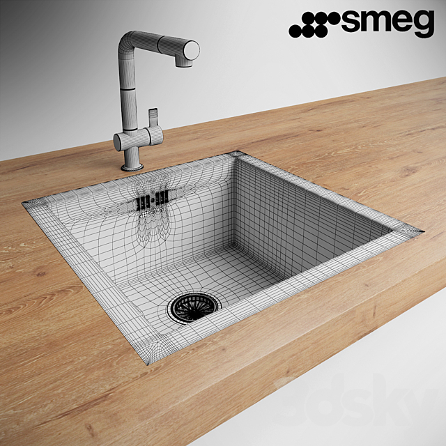 Sink Smeg VQ40-2 3DS Max Model - thumbnail 2