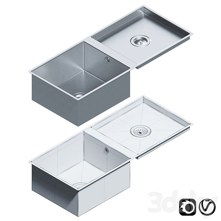 Stainless Steel Sinks by Dornbracht Set 01 3DS Max - thumbnail 2