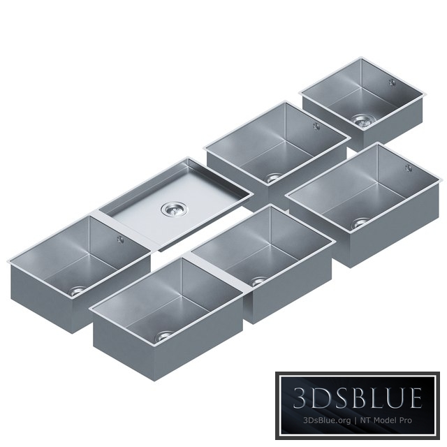 Stainless Steel Sinks by Dornbracht Set 01 3DS Max - thumbnail 3