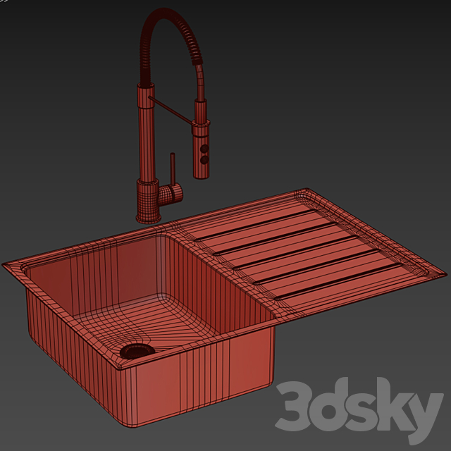 VATTUDALEN VATTUDALEN Single mortise sink with wing stainless steel69x47 cm 3DS Max Model - thumbnail 2