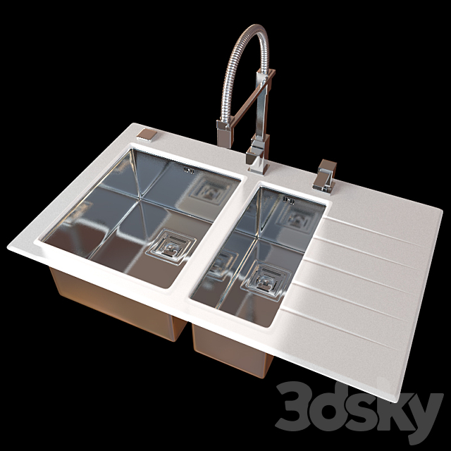 Wash kitchen Crystalix 20 (2 colors) 3DS Max Model - thumbnail 2