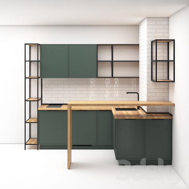 Small kitchen in studio apartment 02 3DS Max Model - thumbnail 2