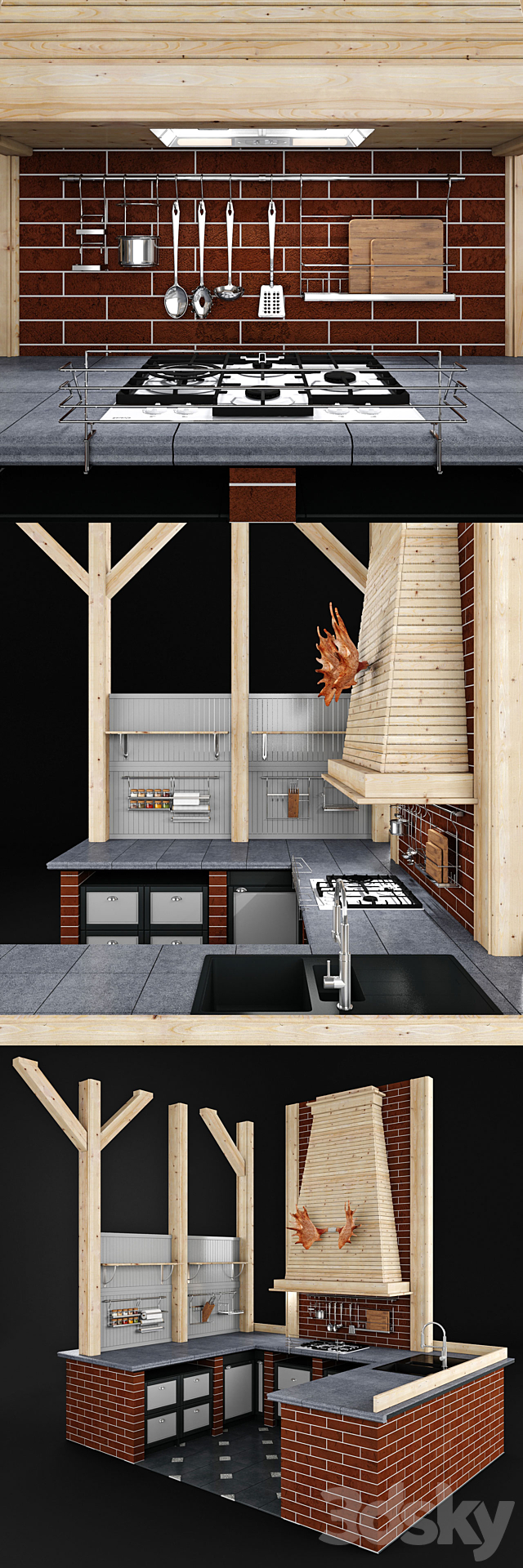 Stewed kitchen 3DS Max Model - thumbnail 2