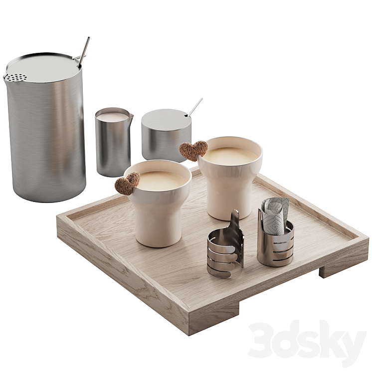 062_Kitchen decor set DISHES coffee set 01 3DS Max Model - thumbnail 1