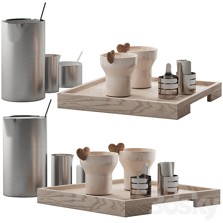 062_Kitchen decor set DISHES coffee set 01 3DS Max Model - thumbnail 2