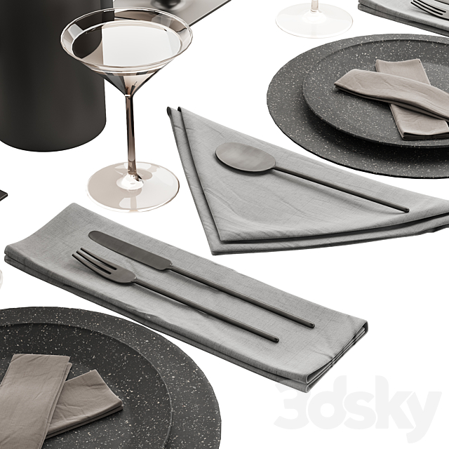 063 Tableware decor set 01 dark matte 00 3DSMax File - thumbnail 4