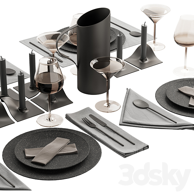 063 Tableware decor set 01 dark matte 00 3DSMax File - thumbnail 5