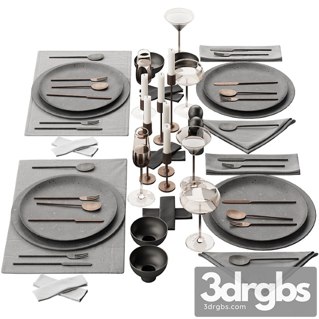 065 tableware decor set 03 ceramic bronze black 00 - thumbnail 1