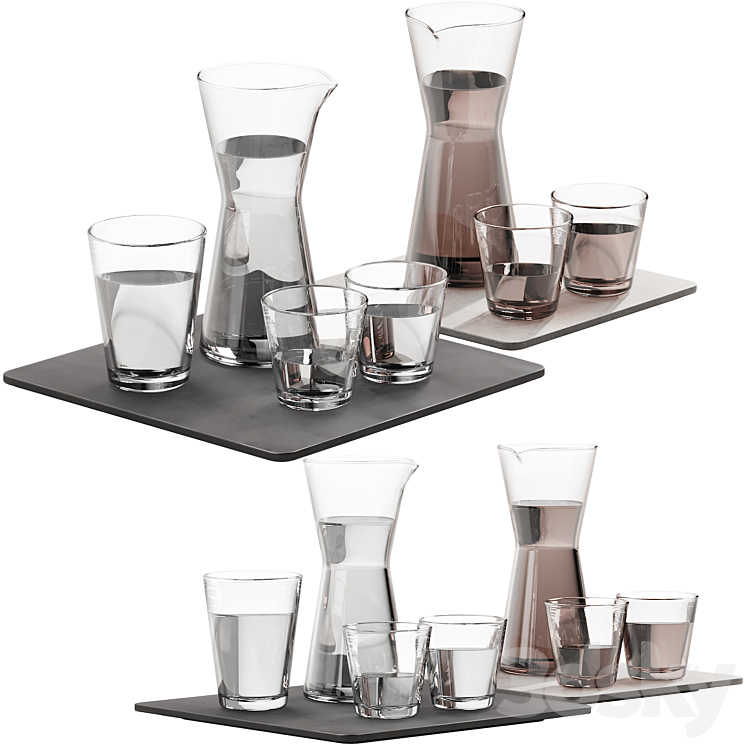 133 dishes decor set 08 iittala kartio clear and linen 3DS Max Model - thumbnail 1