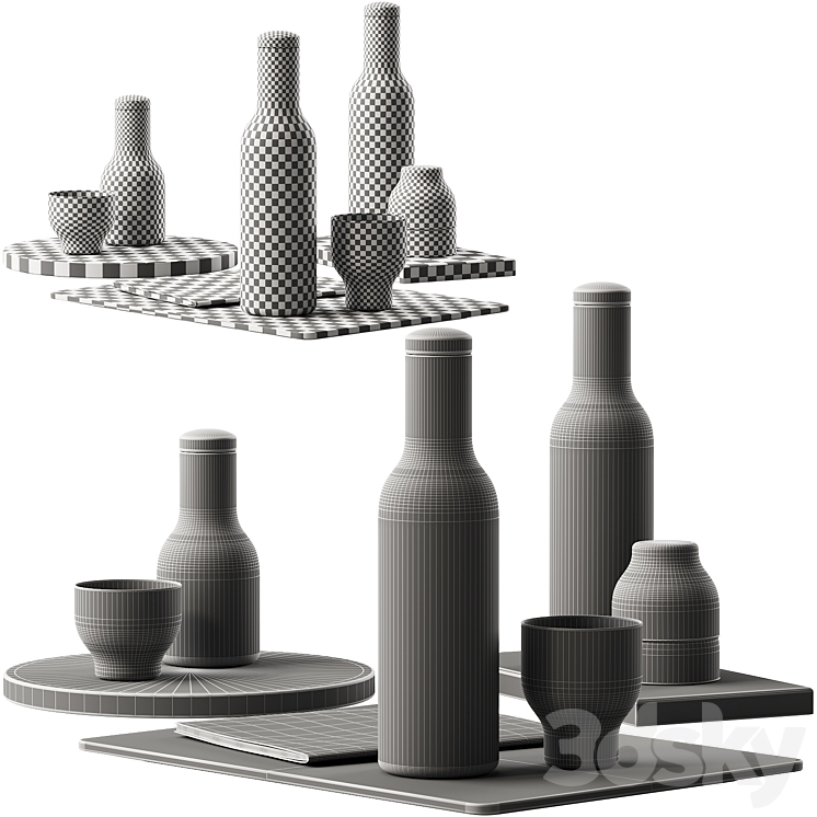 136 dishes decor set 09 MENU Bottle Carafe by Norm P01 3DS Max Model - thumbnail 2