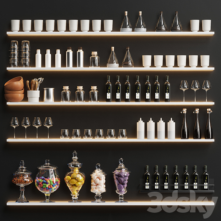 A set of dishes and accessories for the kitchen 3DS Max Model - thumbnail 3