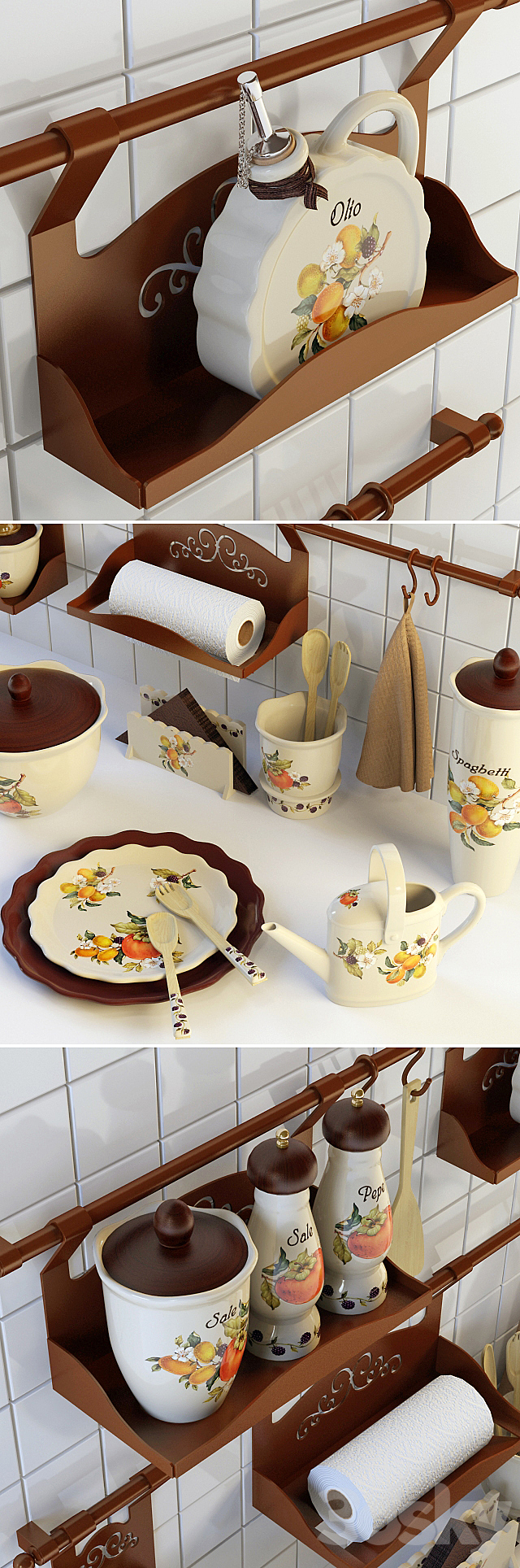 A set of dishes and rail for kitchen 3DSMax File - thumbnail 2