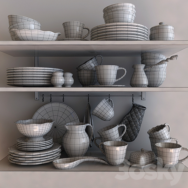 A set of dishes Elan Gallery 3DS Max Model - thumbnail 3