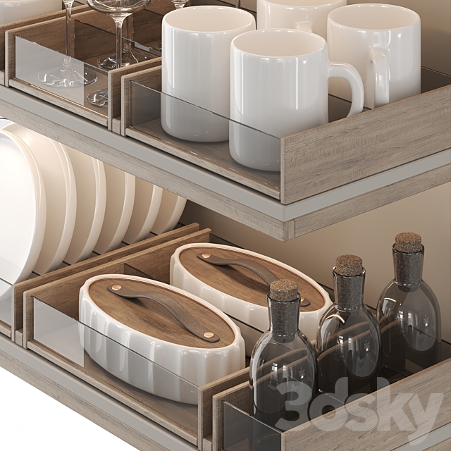 A set of dishes for filling the kitchen: plates glasses mugs jars 3DS Max Model - thumbnail 2