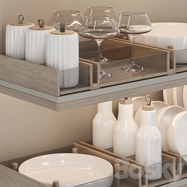 A set of dishes for filling the kitchen: plates glasses mugs jars 3DS Max Model - thumbnail 3