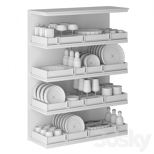 A set of dishes for filling the kitchen: plates glasses mugs jars 3DS Max Model - thumbnail 6