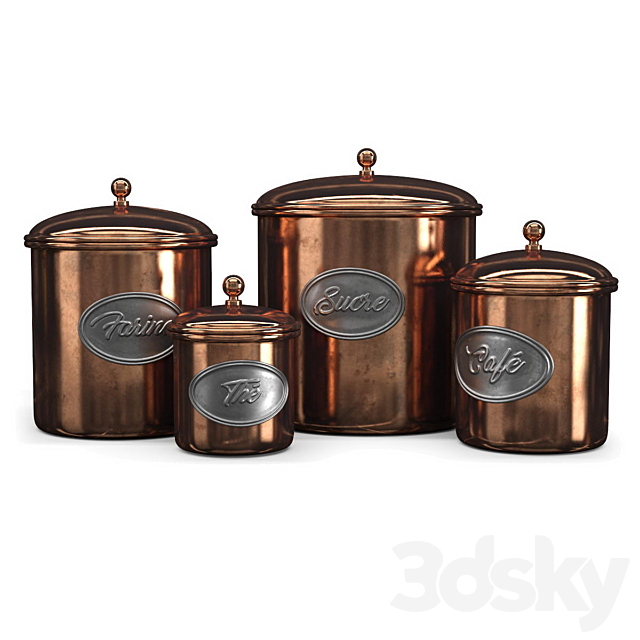 Aged copper cans 3ds Max - thumbnail 1