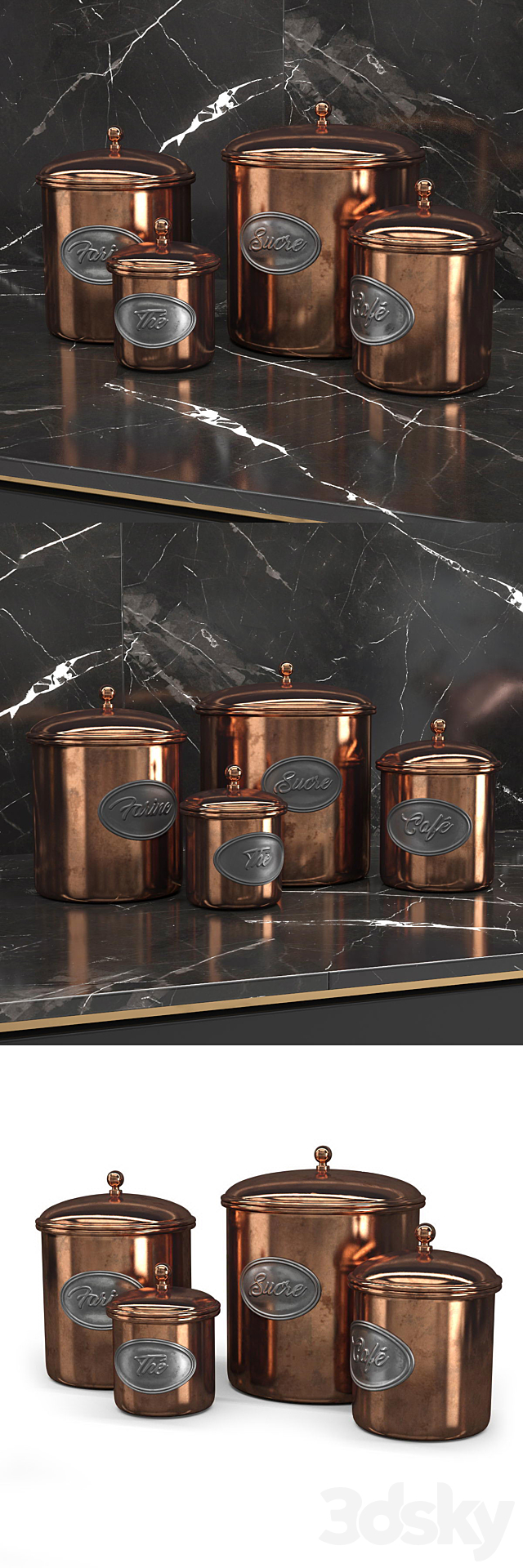 Aged copper cans 3ds Max - thumbnail 2