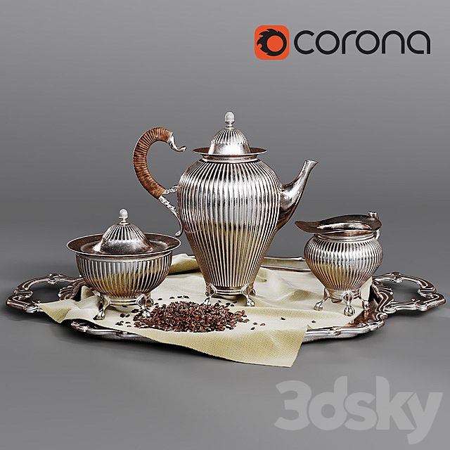 Antique Coffee Set 3ds Max - thumbnail 1