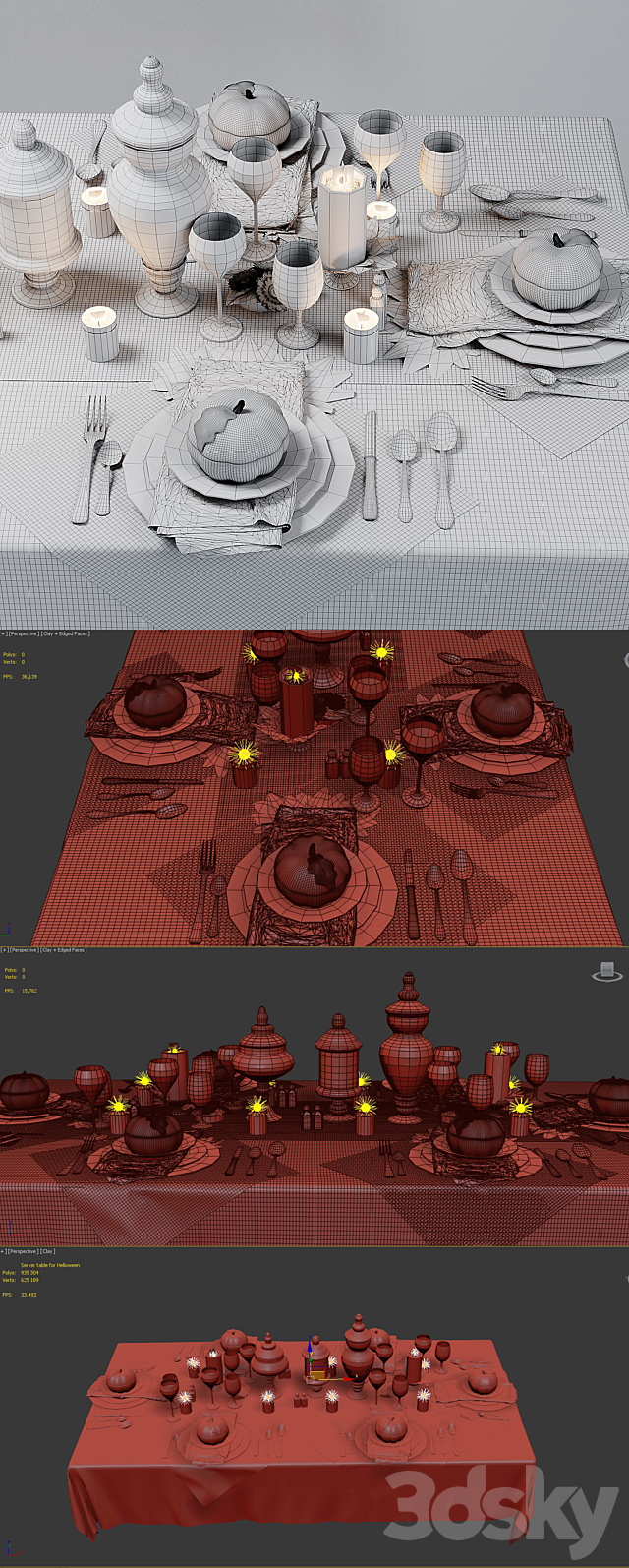 At the contest table setting in the style of Halloween 3DS Max Model - thumbnail 3