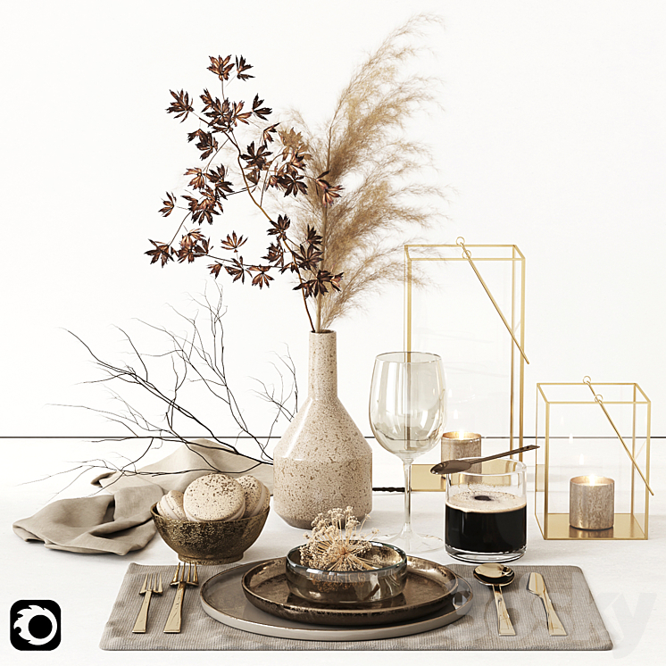 Autumn tableware 3DS Max - thumbnail 1