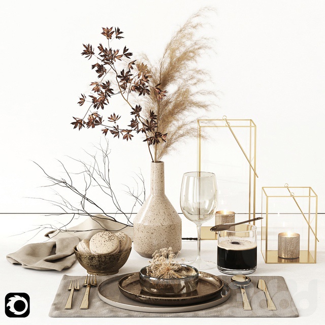 Autumn tableware 3DS Max - thumbnail 3