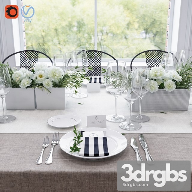 Banquet Table Setting 3dsmax Download - thumbnail 1