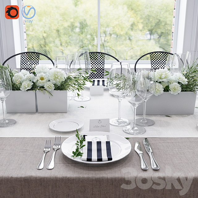 Banquet Table Setting 3DSMax File - thumbnail 1