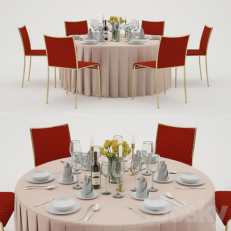 Banquet_table_6 3DS Max - thumbnail 1