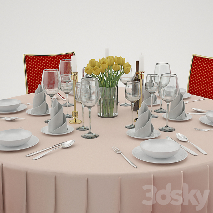 Banquet_table_6 3DS Max - thumbnail 2