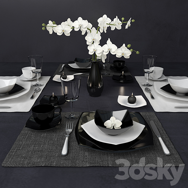 Black and white crockery 3DSMax File - thumbnail 1