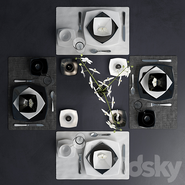 Black and white crockery 3DSMax File - thumbnail 2