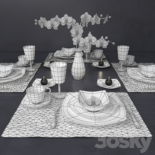 Black and white crockery 3DSMax File - thumbnail 3