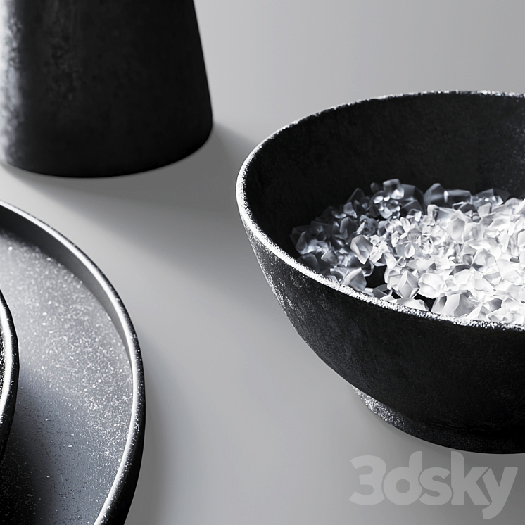 Black tableware 3DS Max - thumbnail 2