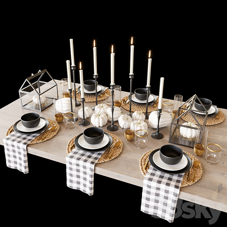 Black tableware 3DS Max - thumbnail 1