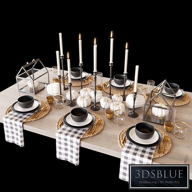 Black tableware 3DS Max - thumbnail 3