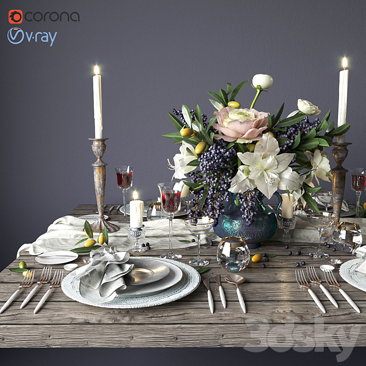 Boho style table setting 3DS Max - thumbnail 1