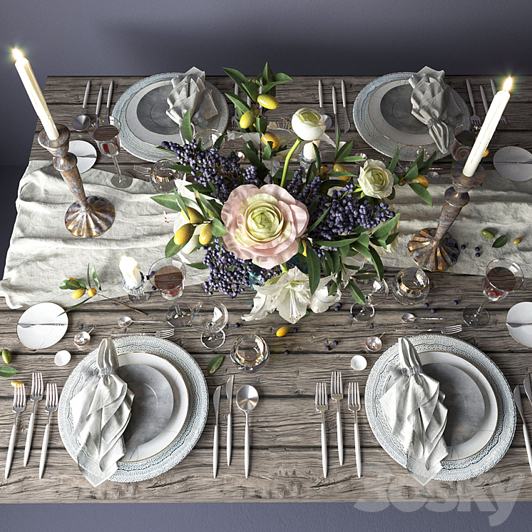 Boho style table setting 3DS Max - thumbnail 2