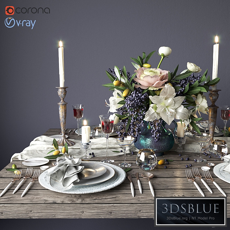 Boho style table setting 3DS Max - thumbnail 3