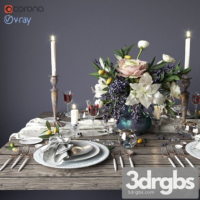 Boho style table setting 3dsmax Download - thumbnail 1