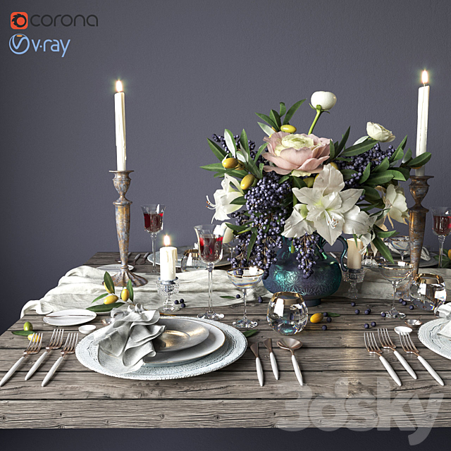 Boho style table setting 3DSMax File - thumbnail 1