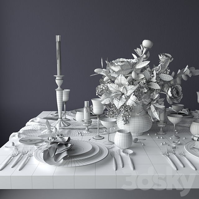 Boho style table setting 3DSMax File - thumbnail 3