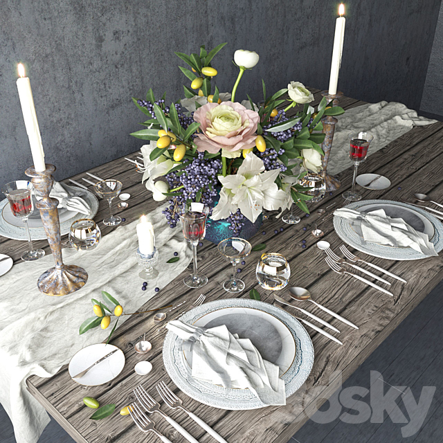 Boho style table setting 3DSMax File - thumbnail 4