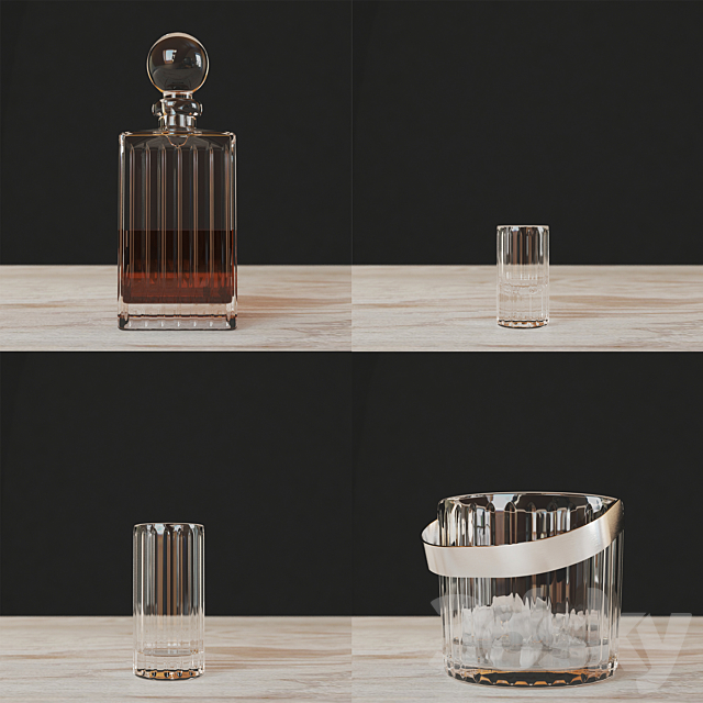 BOULEVARD CUT CRYSTAL BARWARE SET 3DS Max Model - thumbnail 2