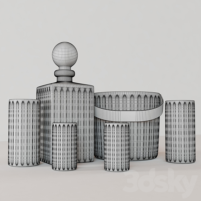 BOULEVARD CUT CRYSTAL BARWARE SET 3DS Max Model - thumbnail 3