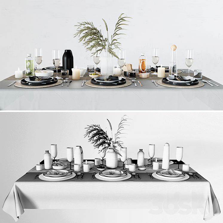 Breakfast table setting 3DS Max - thumbnail 2